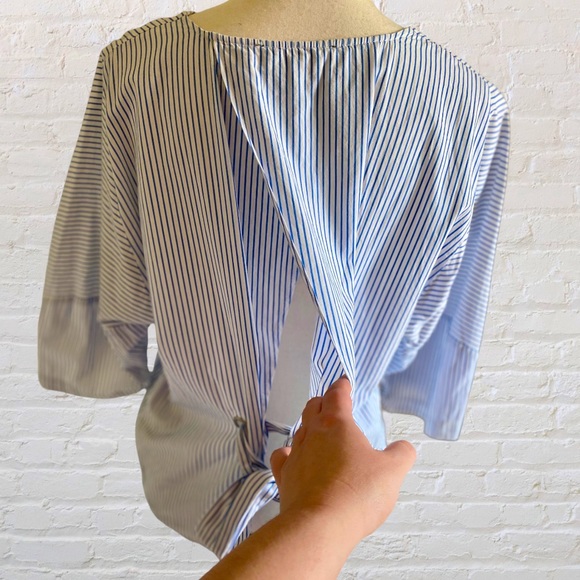 LIPSLIDE STRIPED OVERLAP BACK SASH TIE TOP - Picture 11 of 12